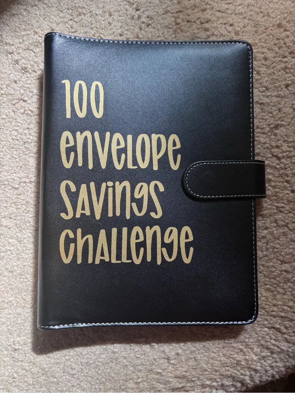 100 Envelope Savings Challenge Binder - Black with Gold Lettering